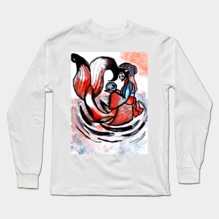 Water Color Koi Mermaid Long Sleeve T-Shirt